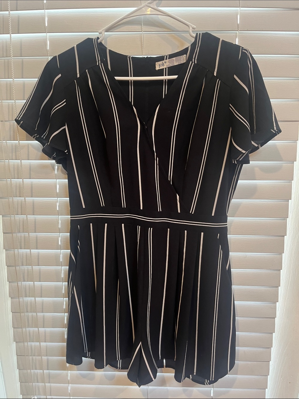 Joie Black and White Striped V-Neck Playsuit